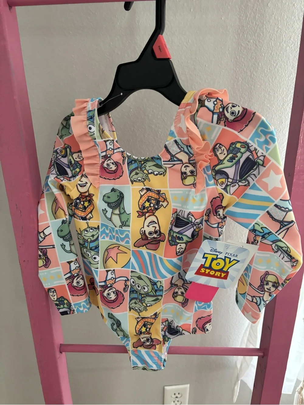 Disney Pastel Multi Toy Story Ruffle One-Piece Swimsuit - Picture 5 of 6